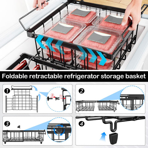 2 Pack Expandable Chest Freezer Baskets, Stackable Freezer Storage Baskets for 140L-570L Chest Freezers