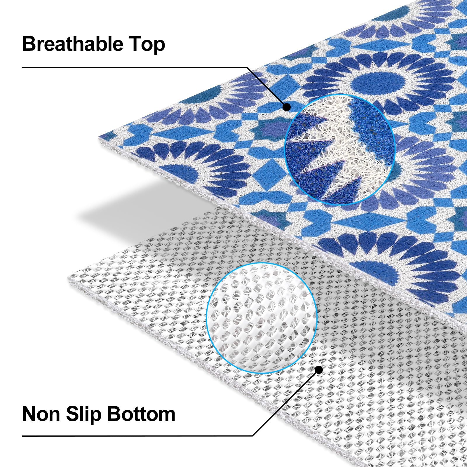 Square Shower Mat 60x60 cm, Loofah Shower Mats for Inside Shower, Non Slip Anti Mould Bath Mat