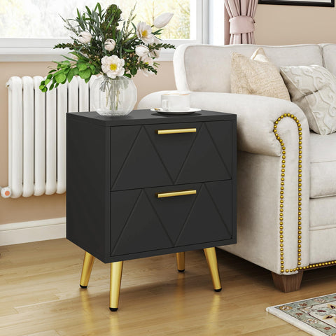 YITAHOME 2-Drawer Bedside Table Set of 2, Small Bedside Storage Cabinet with Storage, Nightstand End Table for Living Room Bedroom Office