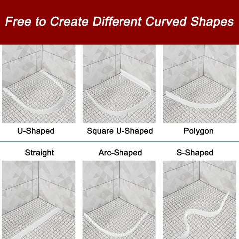 sourcing map Collapsible Shower Barrier, 98 Inch Silicone Water Splash Guard Strip 0.6 Inch W 0.4 Inch H Self Adhesive Water Stopper Barrier Dry and