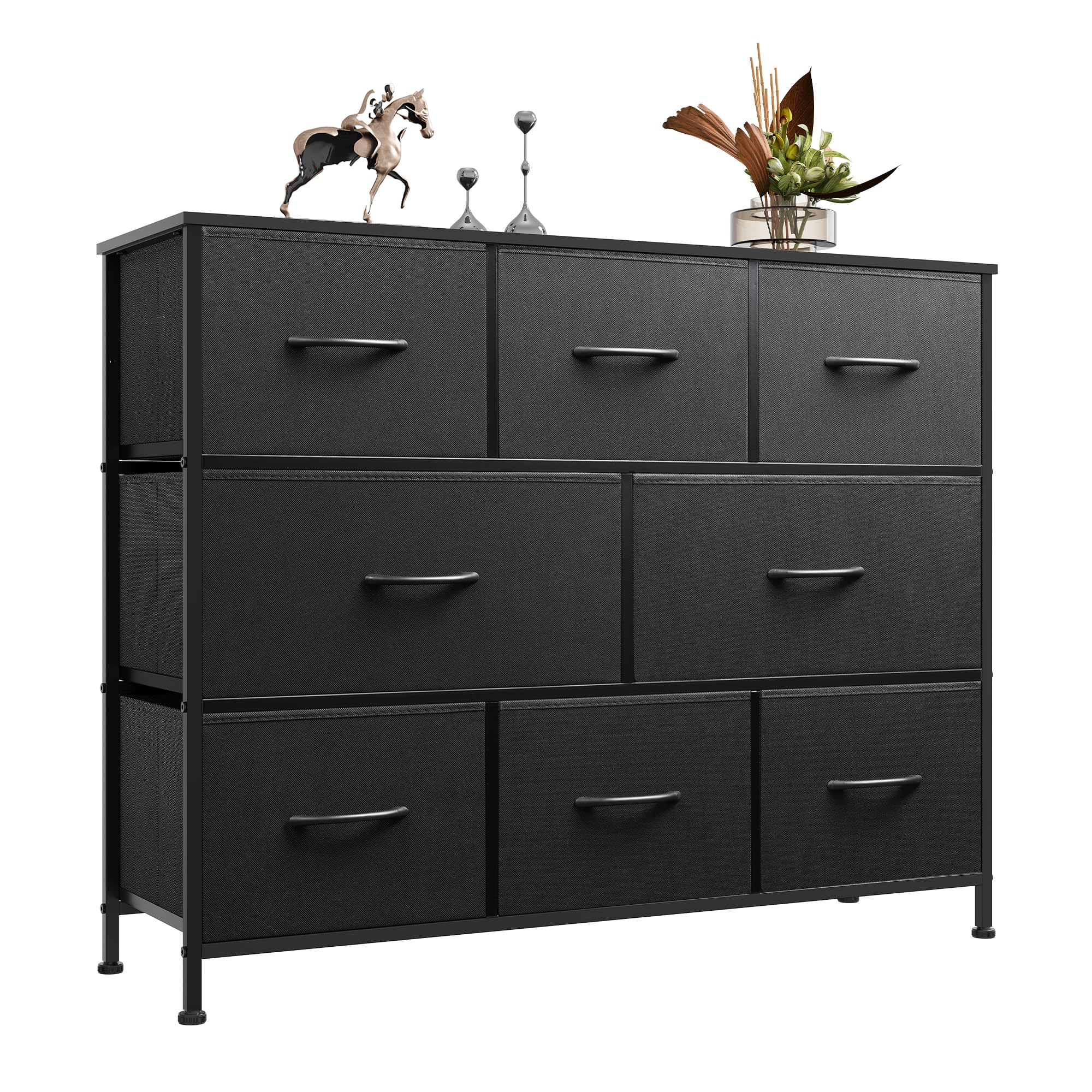 WLIVE Black Chest of Drawers, 8 Fabric Drawers Dresser Bedroom, Living Room