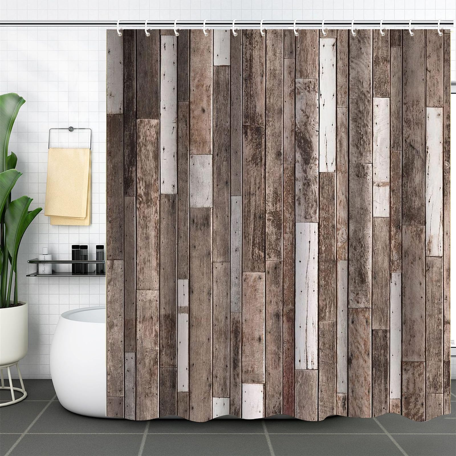 FAIRYGATE Bathroom Curtain Shower Curtain Garden Street Alley Picture Shower Curtains Outdoor View Waterproof Polyester Fabric Washable Bath Curtains