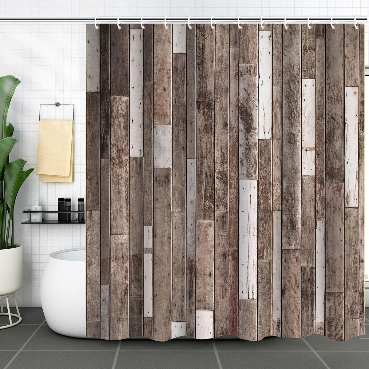FAIRYGATE Bathroom Curtain Shower Curtain Garden Street Alley Picture Shower Curtains Outdoor View Waterproof Polyester Fabric Washable Bath Curtains