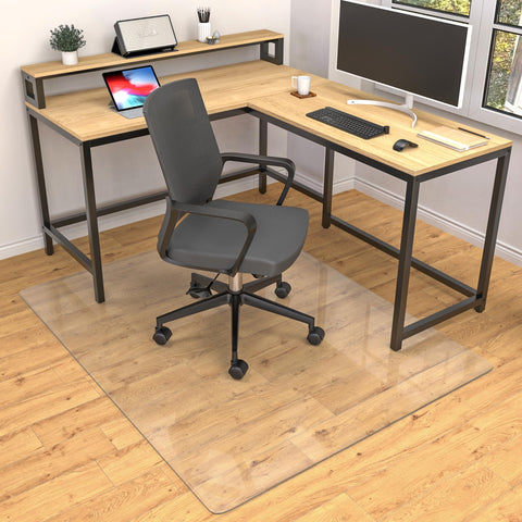 LeapYouth 90x120 cm Office Chair Mat for Hard Floors, Clear Computer Chair Mat, Wooden Floor Protectors for Rolling Chairs