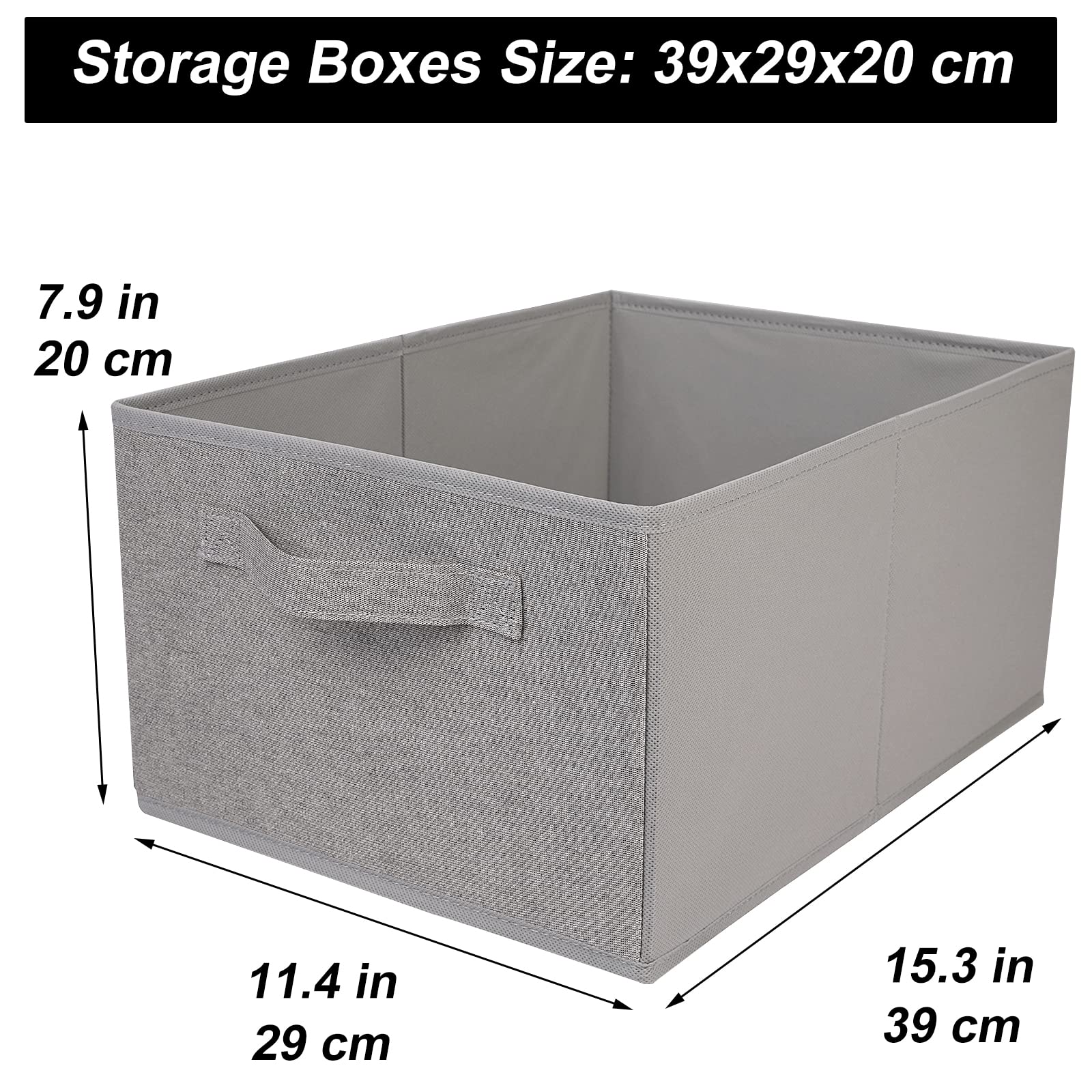 JAKAGO Foldable Wardrobe Fabric Storage Boxes 4 Pack, 39 x 29 x 20 cm