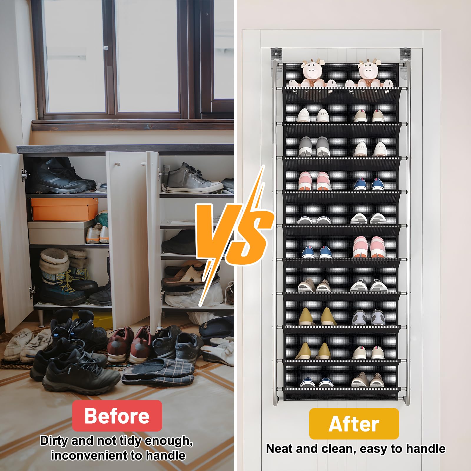DBREAKS Pack of 2 10-Tier Adjustable Over Door Shoe Rack