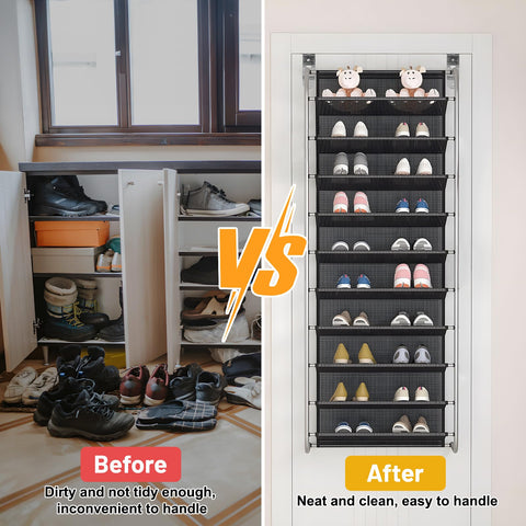 DBREAKS Pack of 2 10-Tier Adjustable Over Door Shoe Rack