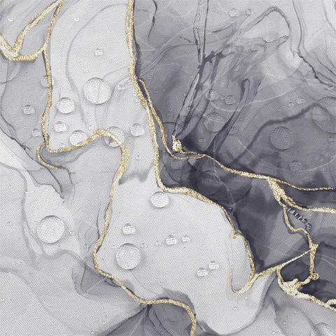 Kzzfqxb 180x200cm Shower Curtains with Plastic Hooks, Waterproof Occluded Grey Marble Texture Golden Curve Lines Flowing Smoke Art Pattern for Bath