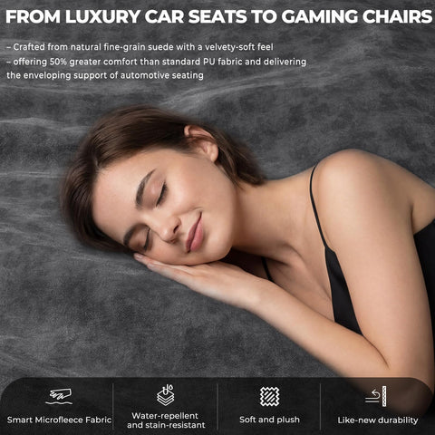 JUMMICO Suede Gaming Chair, Ergonomic Office Chair with 3D Armrests, Desk Chair with Wider Backrest for Gaming, Working, Study