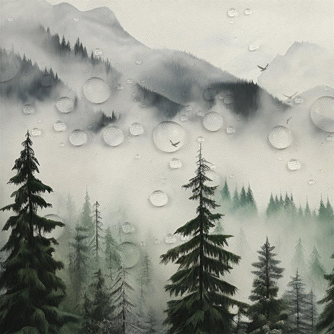 Kzzfqxb 90x183cm Foggy Shower Curtains with Hooks, White Mist Mountains Pine Trees Forest Woodland Landscape Scenery Occluded Waterproof for Bath