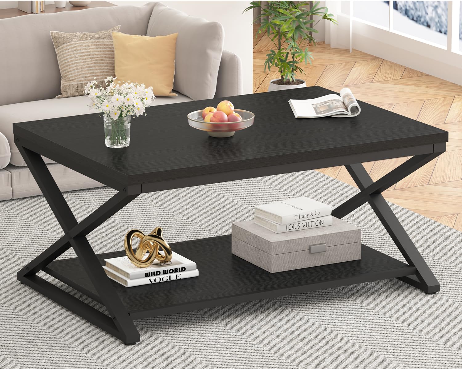 HSH Coffee Table for living room coffee tables Storage 100cm Black Oak