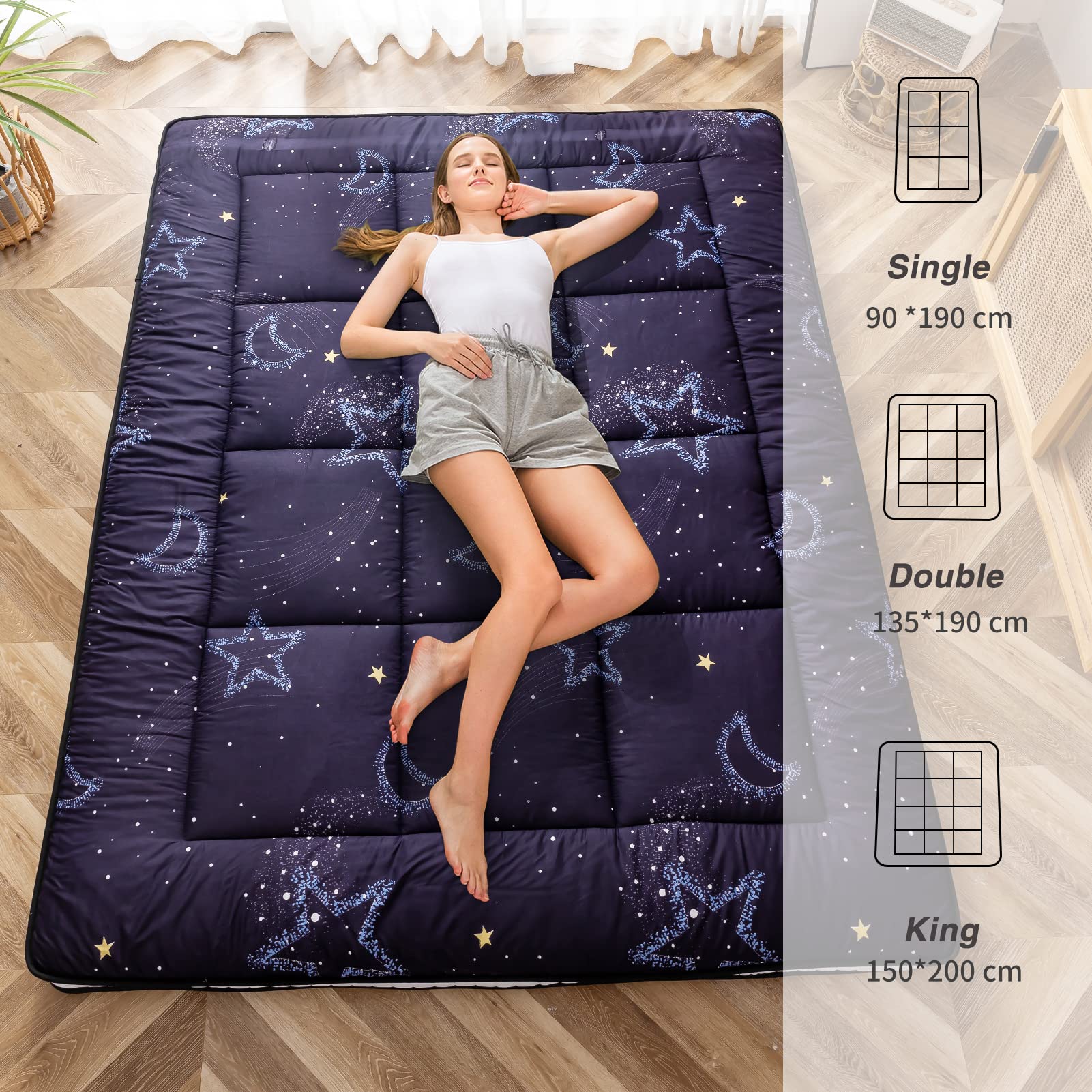 MAXYOYO Futon Mattress, Padded Japanese Floor Mattress Quilted Bed Mattress Topper