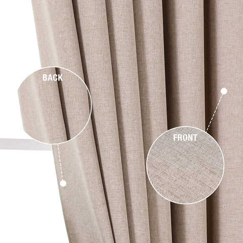Krismile Linen Eyelet Shower Curtains Mildew Resistant Waterproof Washable, Weighted Hem Bathroom Shower Curtain with 12 White Bath curtain Hooks
