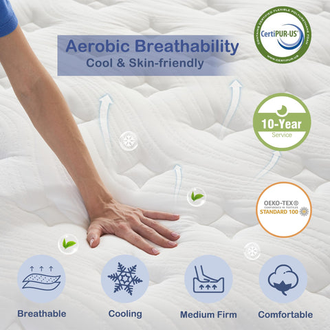 Bednew Single Size Mattress 3FT, 11 Inch Innerspring Hybrid Mattress with Breathable Foam and Pocket Spring For Gentle Support and Cool Comfort Sleep