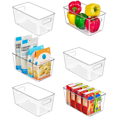 Vtopmart Clear Plastic Pantry Organizer Bins, Cupboard Organizer 6 Pack
