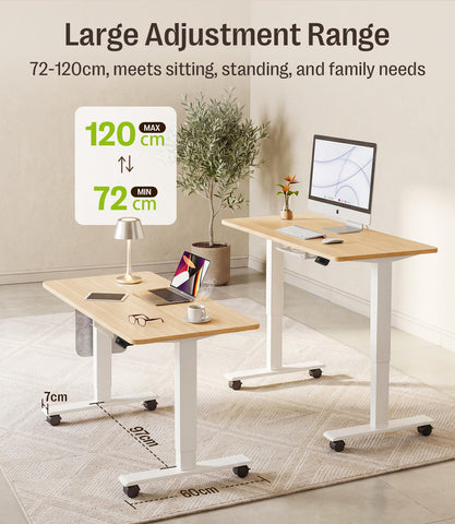 MAIDeSITe Electric Height Adjustable Standing Desk, 120x60cm Sit Stand Desk