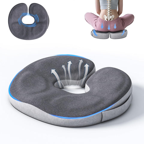 Auoketuo Memory Foam Donut Seat Cushion, Orthopedic Pillow for Hemorrhoid & Tailbone Pain Relief, Sciatica, Pregnancy, Postpartum