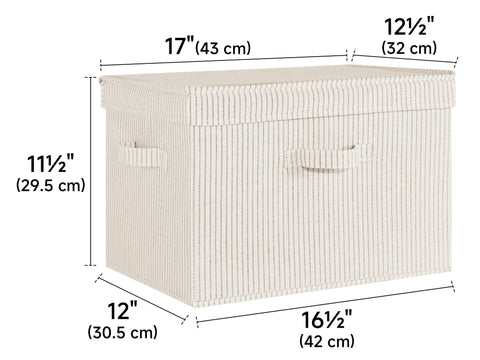 StorageWorks Shelf Storage Boxes with Lids, Decorative Storage Boxes for Shelves, Stackable Baskets with Handles