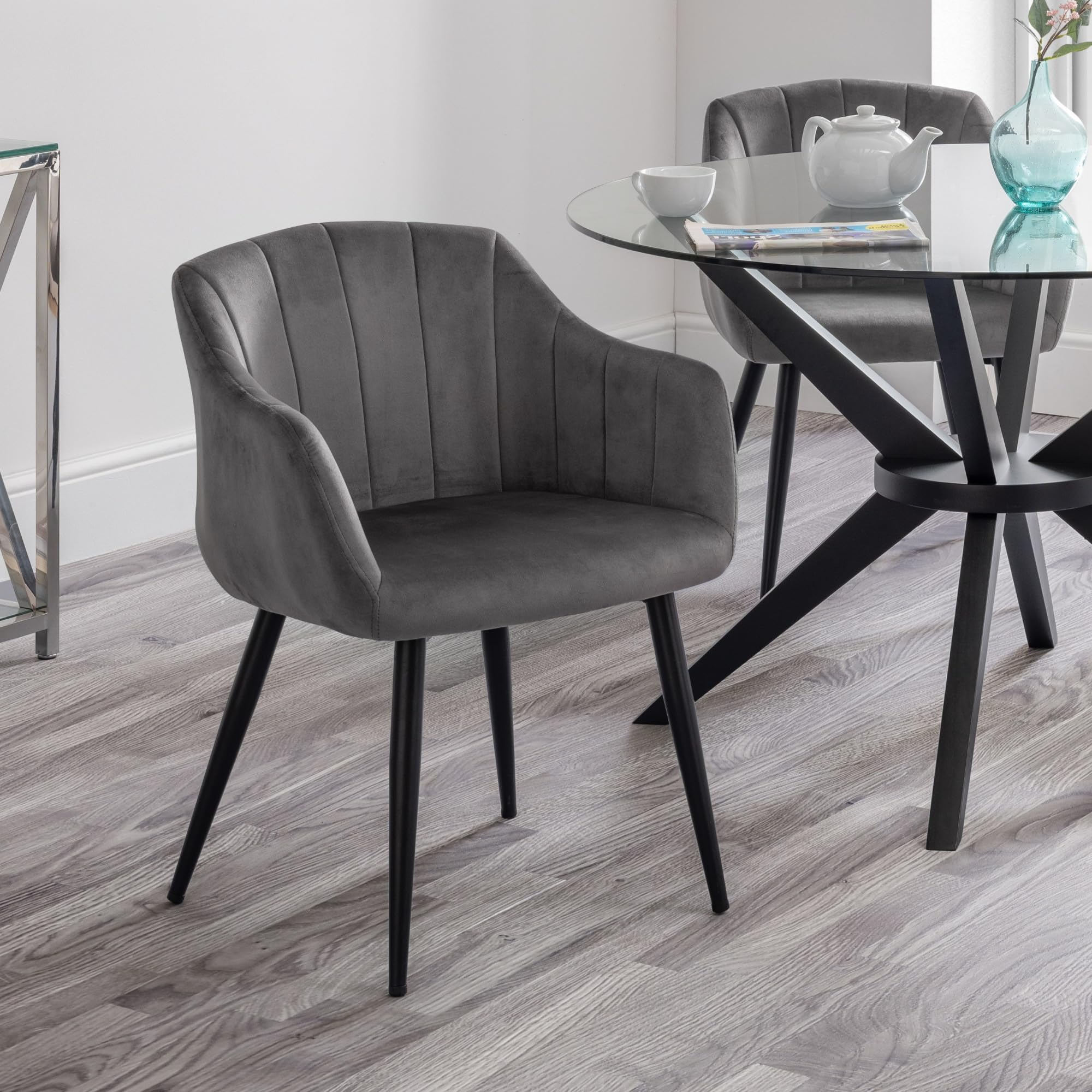 Julian Bowen Hobart Dining Chairs, Set of 2, Grey - H81.5 x W58 x D63cm