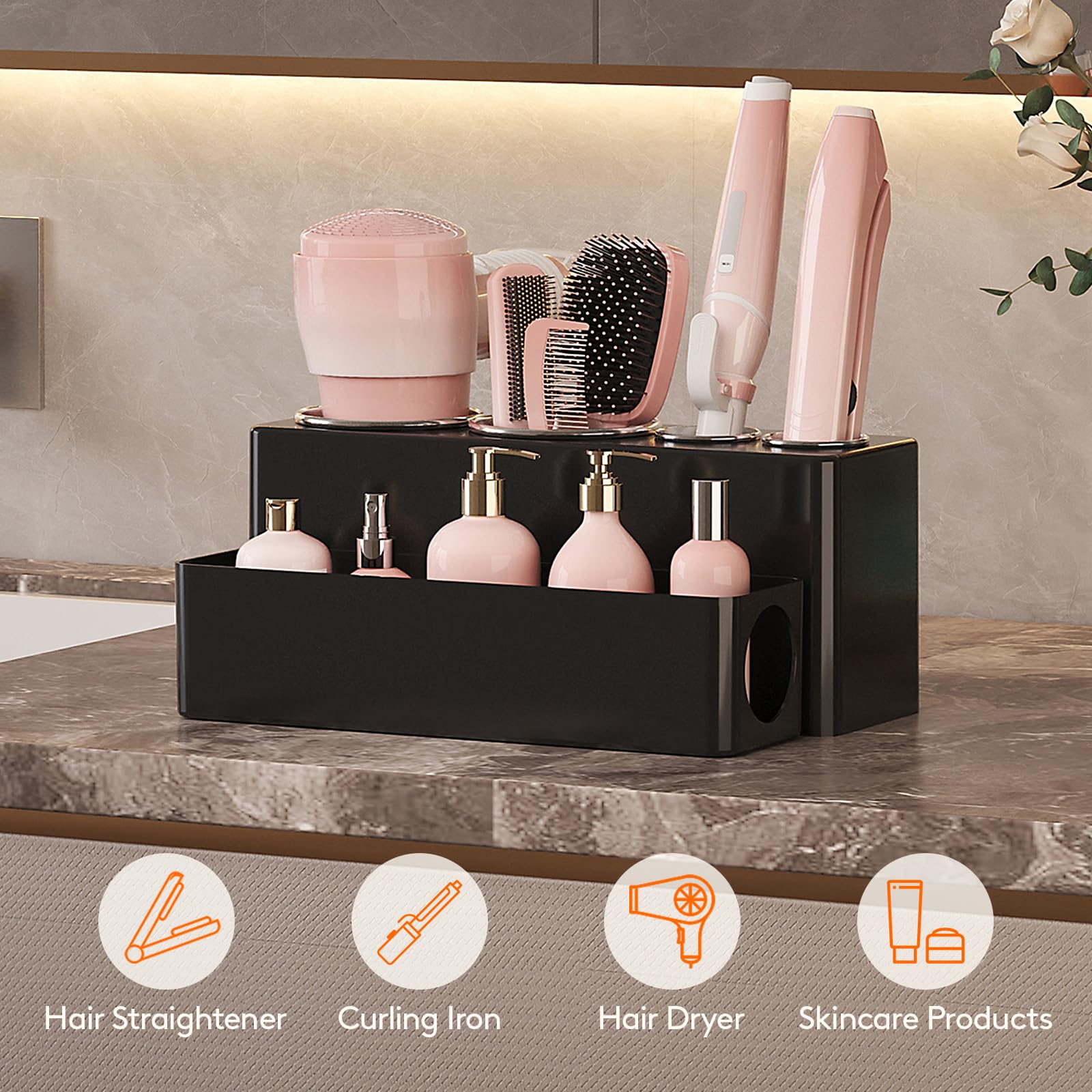 Lifewit Hair Dryer Holder Countertop Tool Organizer with 4 cups