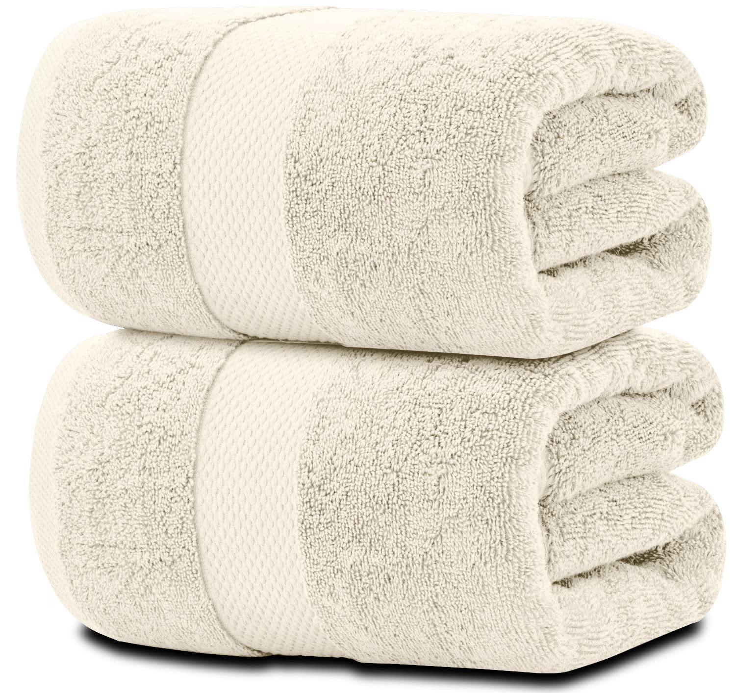 White Classic Ivory Soft Luxury Bath Towels - 650 GSM Cotton Luxurious Bath Towels Extra Large 35x70 | Highly Absorbent & Quick Dry