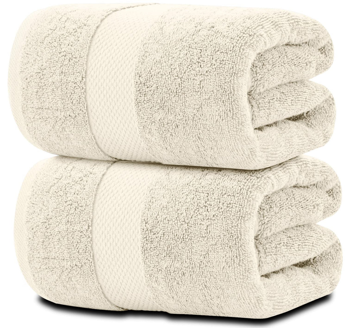 White Classic Ivory Soft Luxury Bath Towels - 650 GSM Cotton Luxurious Bath Towels Extra Large 35x70 | Highly Absorbent & Quick Dry