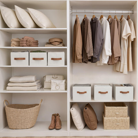 StorageWorks Fabric Storage Boxes, Wardrobe Storage Boxes with Handles, Baskets for Closets, Bedroom Boxes
