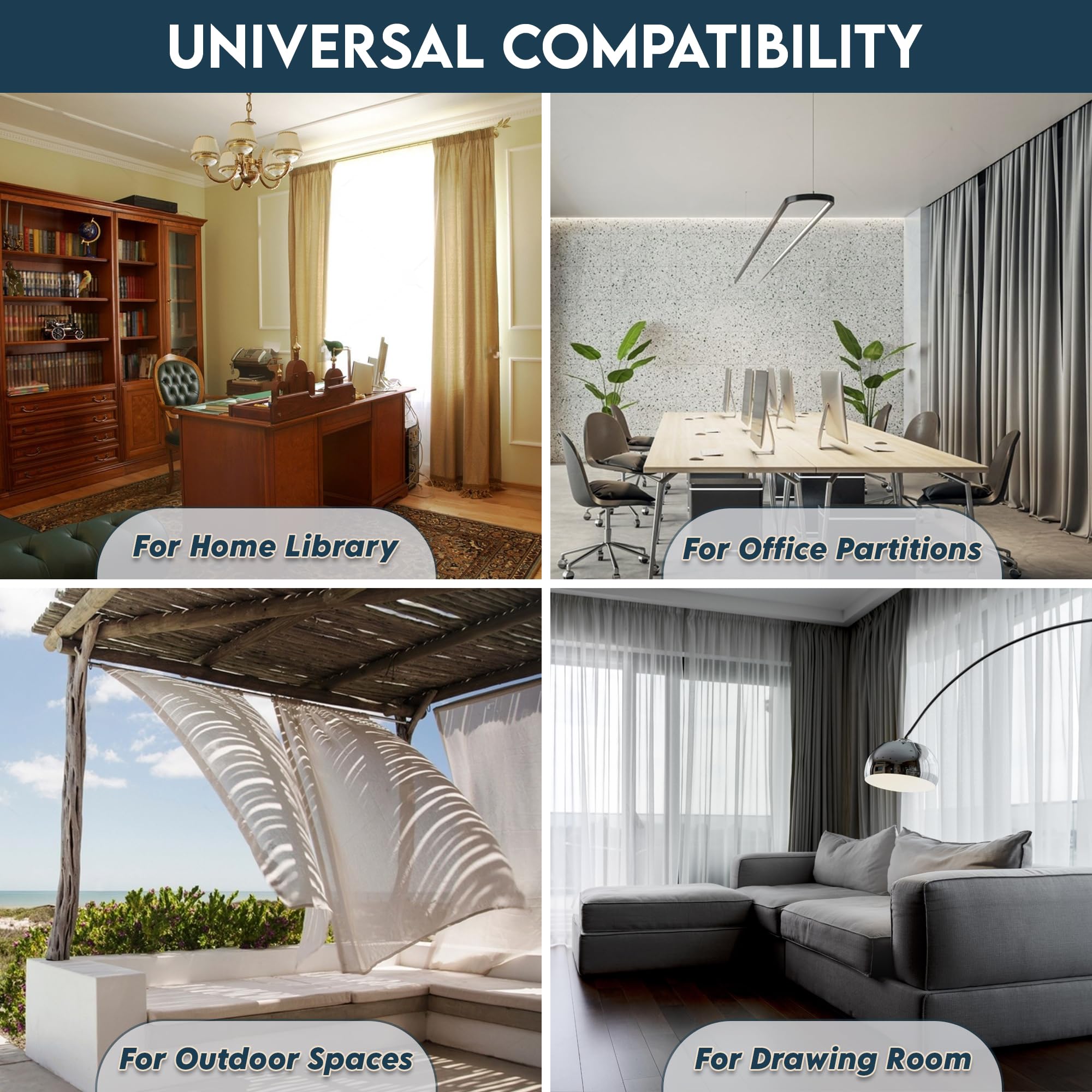 Yuhman 60 Pack Metal Curtain Hooks – 2.9cm x 1.3cm Premium & Heavy-Duty Curtain Hooks Metal – Ideal for Windows, Doors & Shower Curtains.