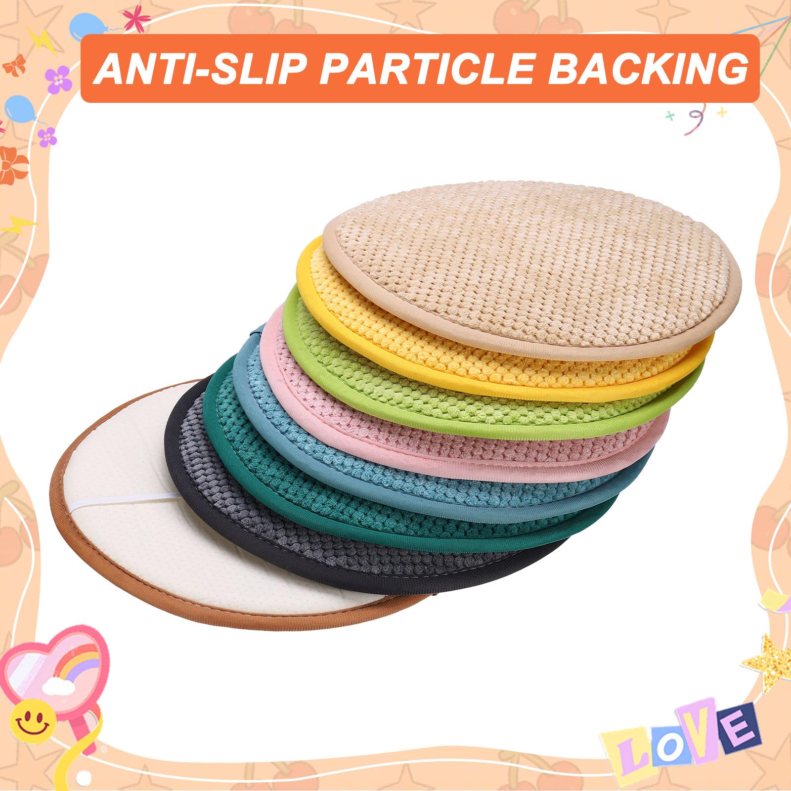 sourcing map Round Stool Cushion, 12 x 12 Inch Round Seat Pads with Elastic Straps