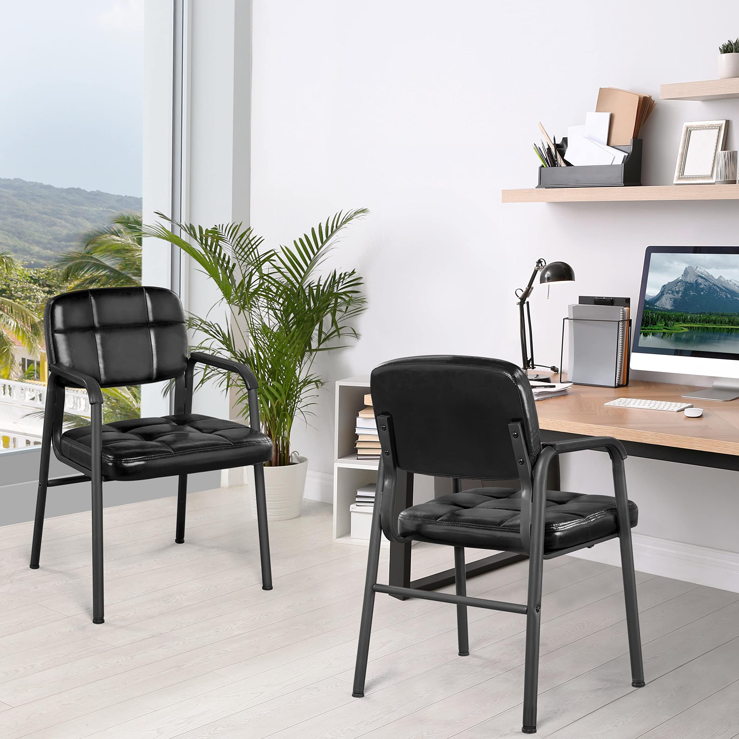 Yaheetech Dining Chairs Metal Armchair for Kitchen Home Seating, Black