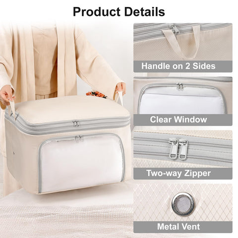 DIMJ Compression Duvet Storage Bags - 2 Pack 260L Self Large Compress Bags Bedding Box with Clear Front-Opening Window Dual Handles and Labels for