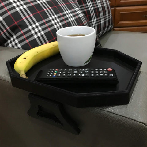 Forzaddik Side Tables Sofa Armrest Clip-On Table, Recliner Armchair Organizer Tray, Food Grade Plastic Material (Black)