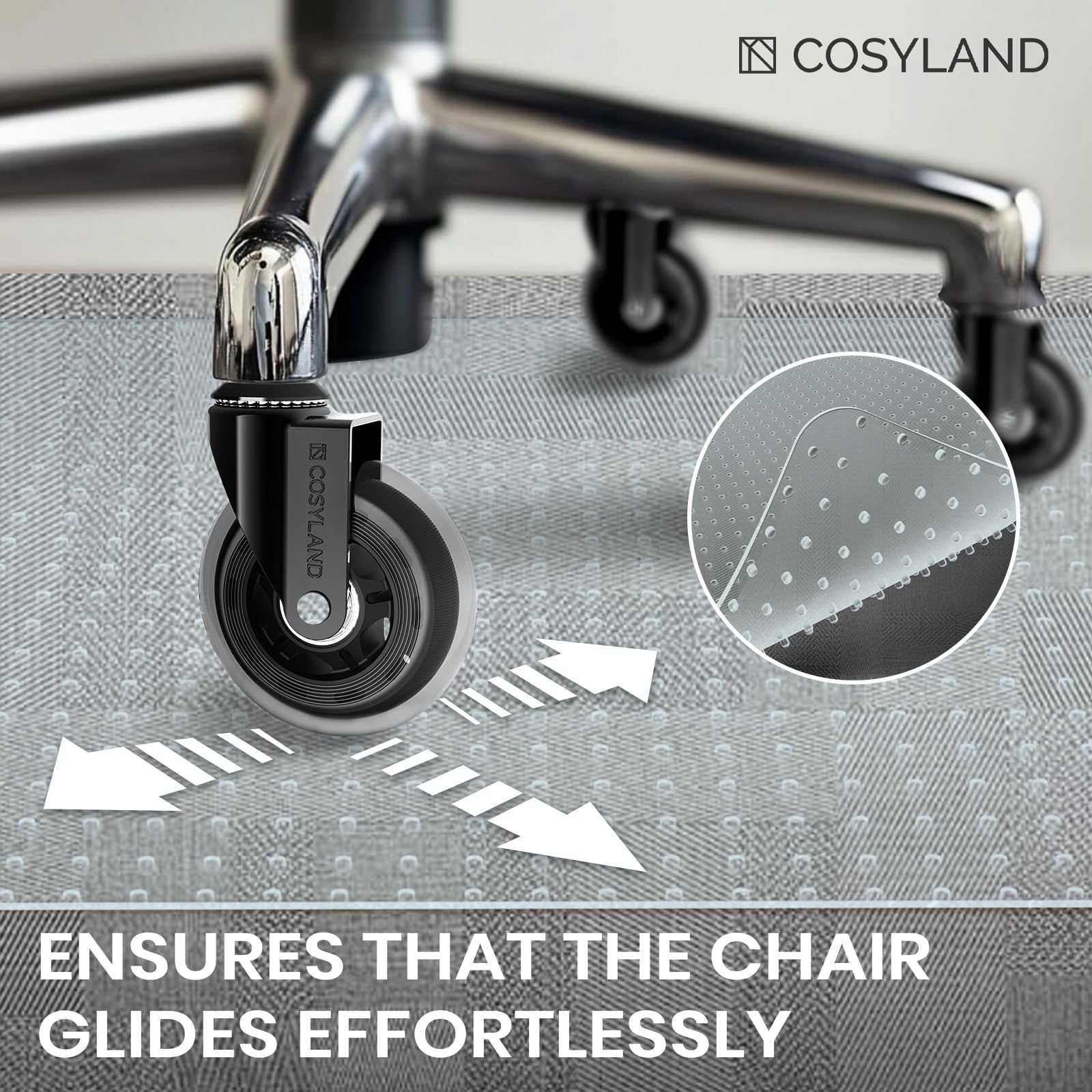 COSYLAND Office Chair Mat for Carpet Floor - 90x120cm PVC Floor Mat with Non-Slip Plastic Studs