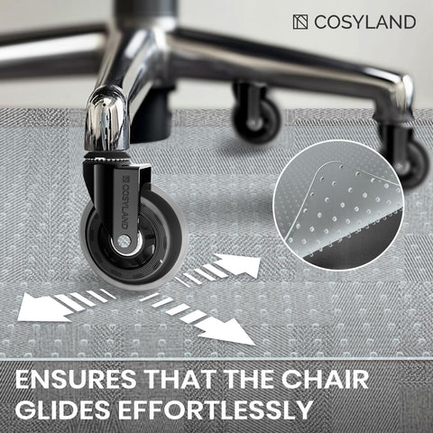 COSYLAND Office Chair Mat for Carpet Floor - 90x120cm PVC Floor Mat with Non-Slip Plastic Studs
