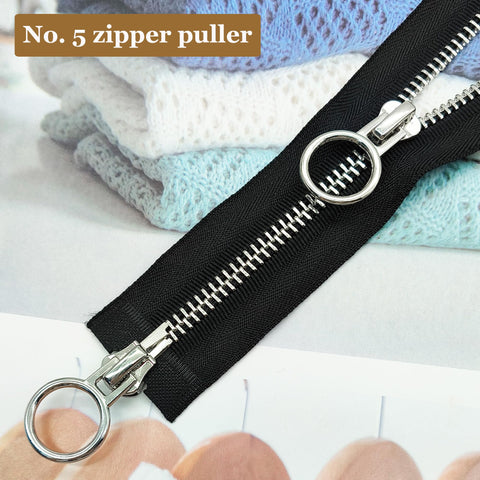 XCSJ #5 Zip 70 cm, Metal Zip 2-Way Separable Sewing for Jackets, Coats, Down Jacket, Suitcase, Tent, Bag, DIY Sewing Craft (Black, 70 cm)