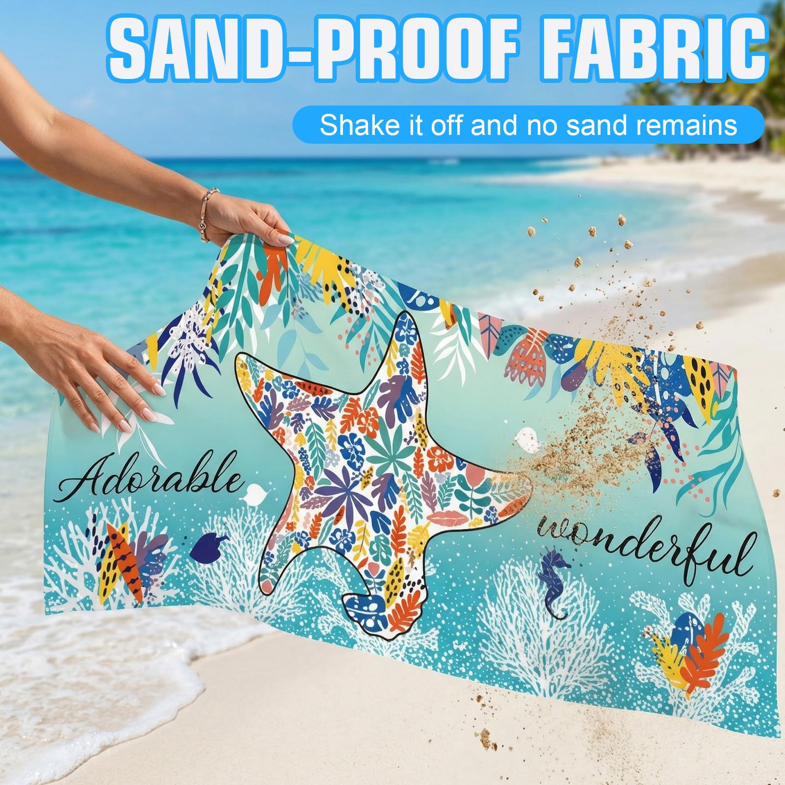 2Pack Microfibre Beach Towels for Adult,180x90cmQuick Dry Lightweight Towel