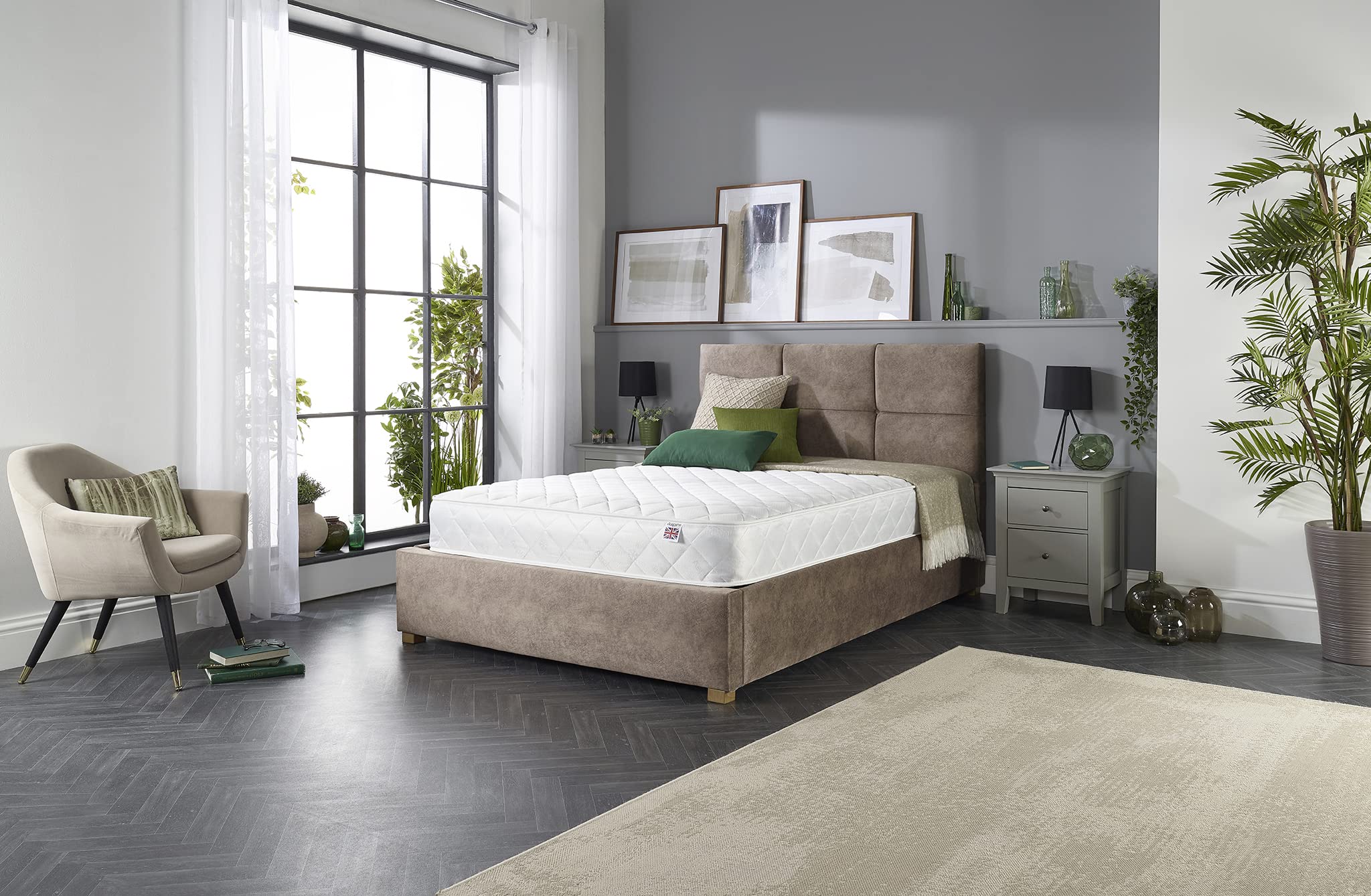 Aspire Beds Cumulus White 2 Sleep Comfort Layers & AC Aspire-Cool Touch Sleep Surface Foam Free Bonnell 500 Sprung Premium Economy Mattress