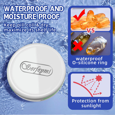 Serfeymi 3 Compartment Waterproof Cute Small Pill Box for Purse & Pocket,Travel Portable and Multifunctional Pill Case Holder for Vitamins,Fish