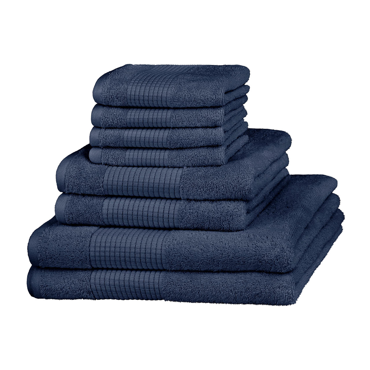 Merana Hand Towel Set Absorbent, Soft and Lint Terry Guest Towel Quality Heavy Organic Cotton 590 GSM, Pacific Blue, 8er Sparset | 2 Duschtuch