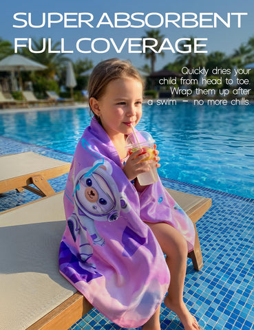 WATER TIME Cute Bear Kids Towel Folds Tiny Sand-Free 3x Fast Dry, Style-C