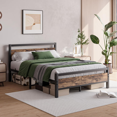 JELUTE Metal Platform Bed Frame, Double Size, Black