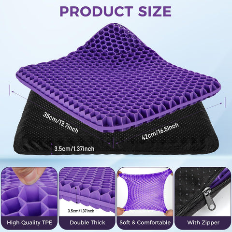 Nymblis Gel Seat Cushion, Cool Honeycomb Cushions with Cloth Cover, 42cm
