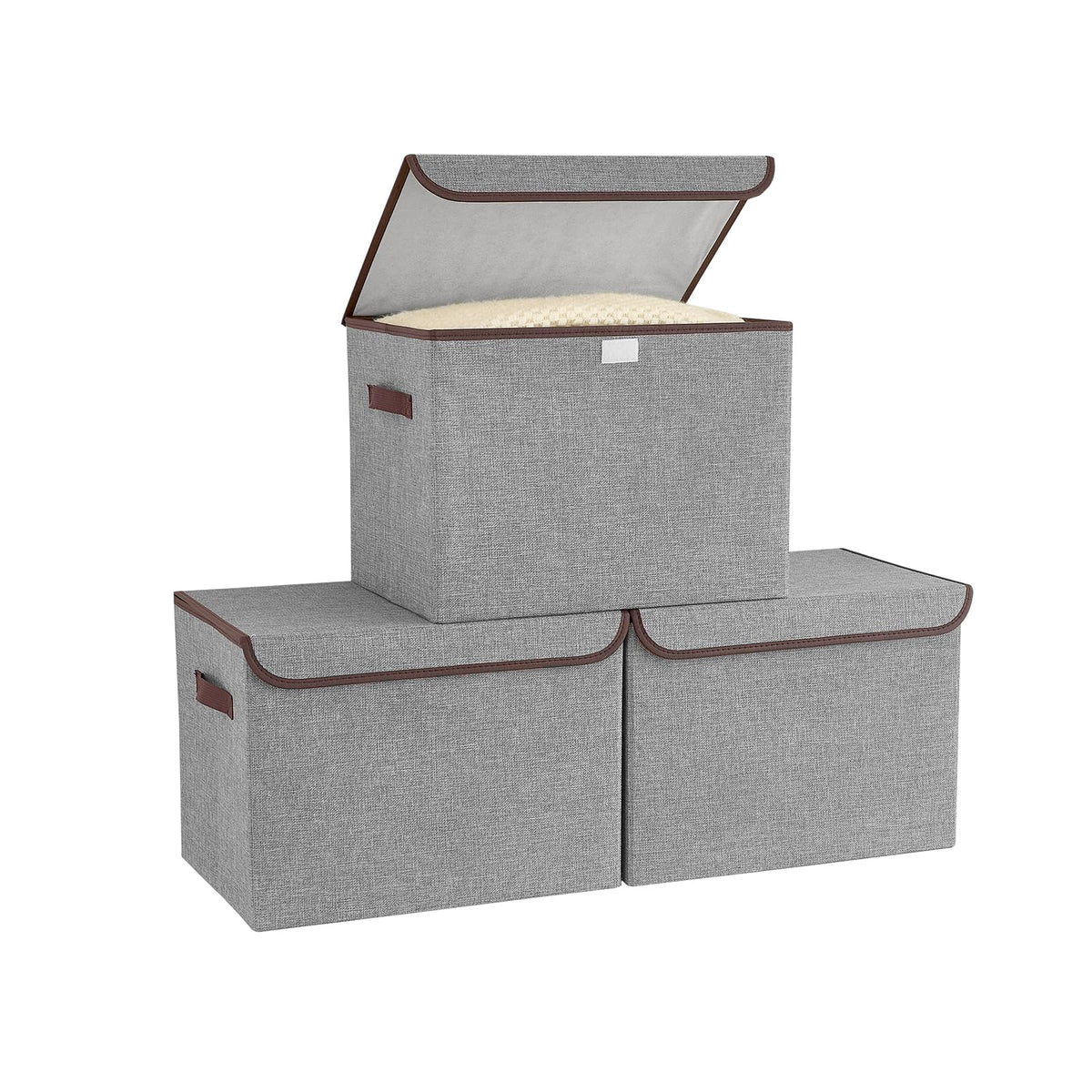 Bagnizer Small Collapsible Storage Boxes with Lids & Handles 3PCS