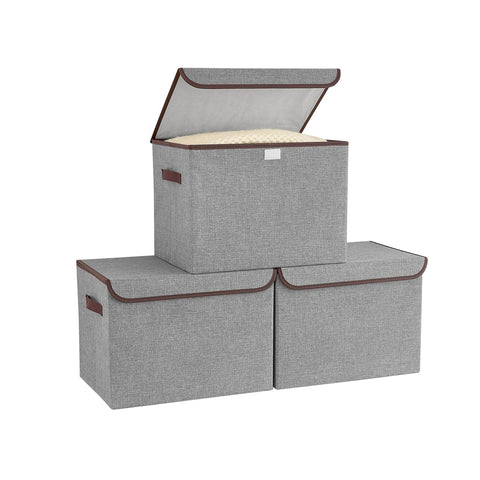 Bagnizer Small Collapsible Storage Boxes with Lids & Handles 3PCS