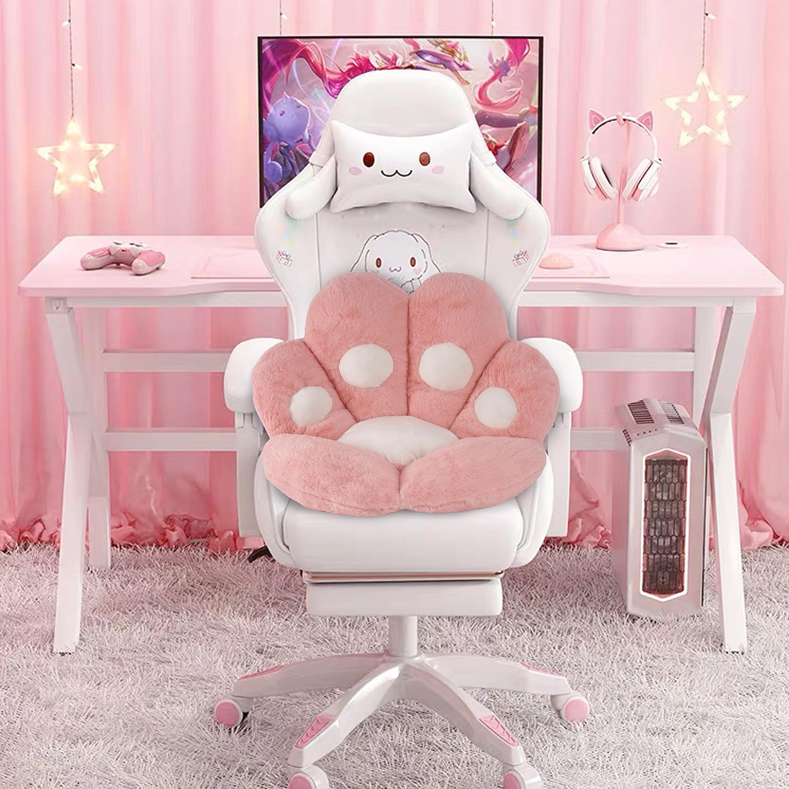 FlyGulls Cat Paw Cushion for Computer Gaming Office Chairs Pink 70x80 cm