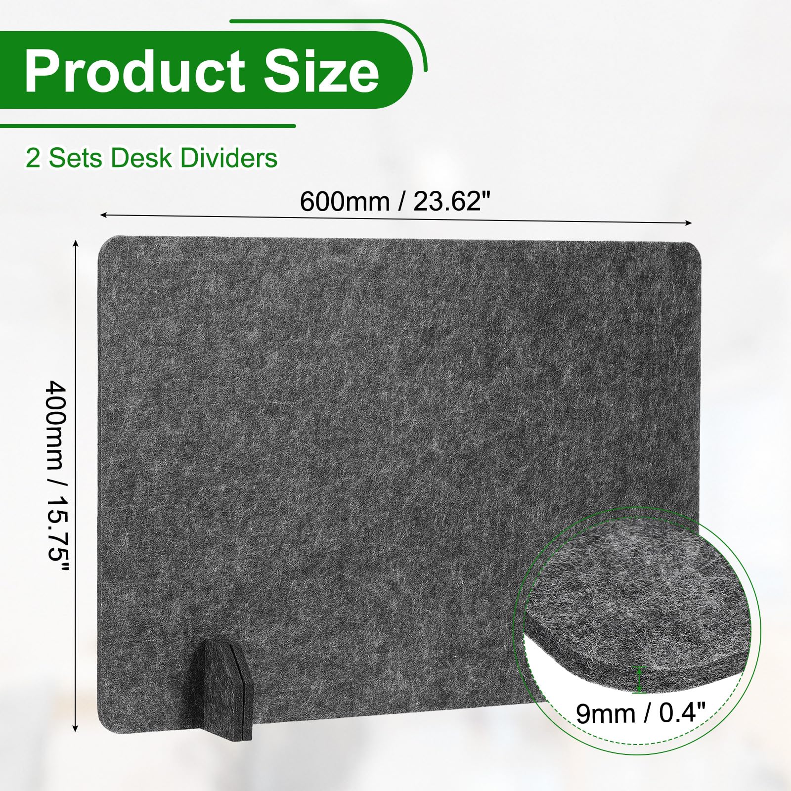 PATIKIL Desk Dividers 60x40cm, 2 Pack Desk Privacy Panel Freestanding Noise Reducing Partition Acoustic Panel with 4Pcs Support Feet for Testing
