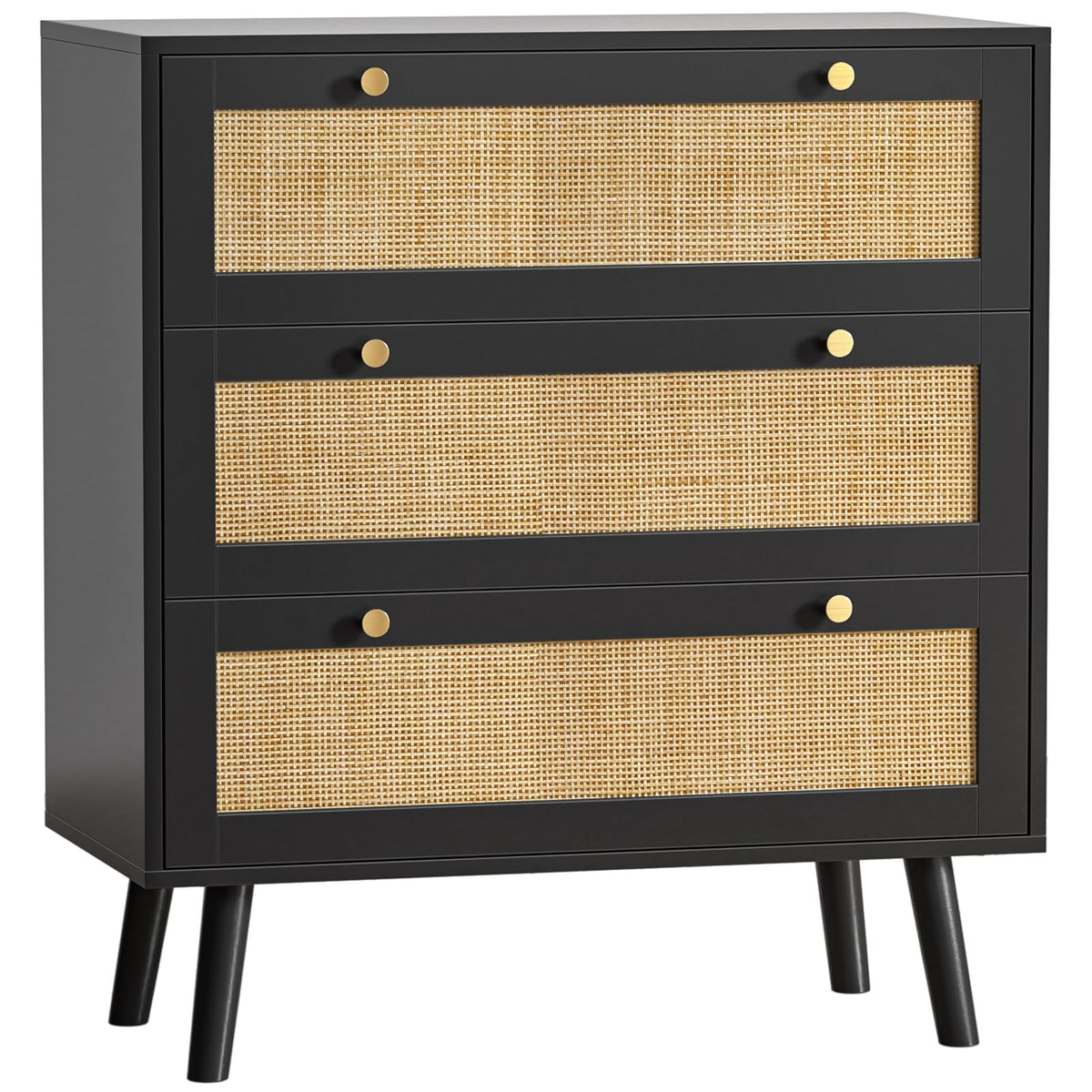Skokliz Chest of Drawers with 3 Drawers, Modern Wooden Storage Organizer Unit, Wide Chest of Drawers for Closet, Clothes, Kids, Baby, TV Stand