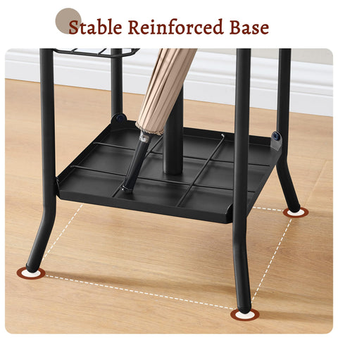 FAVOOSTY Coat Stand Coat Rack with 12 Hooks, Free standing Clothes Clothing Rack with Umbrella Holder, Hats