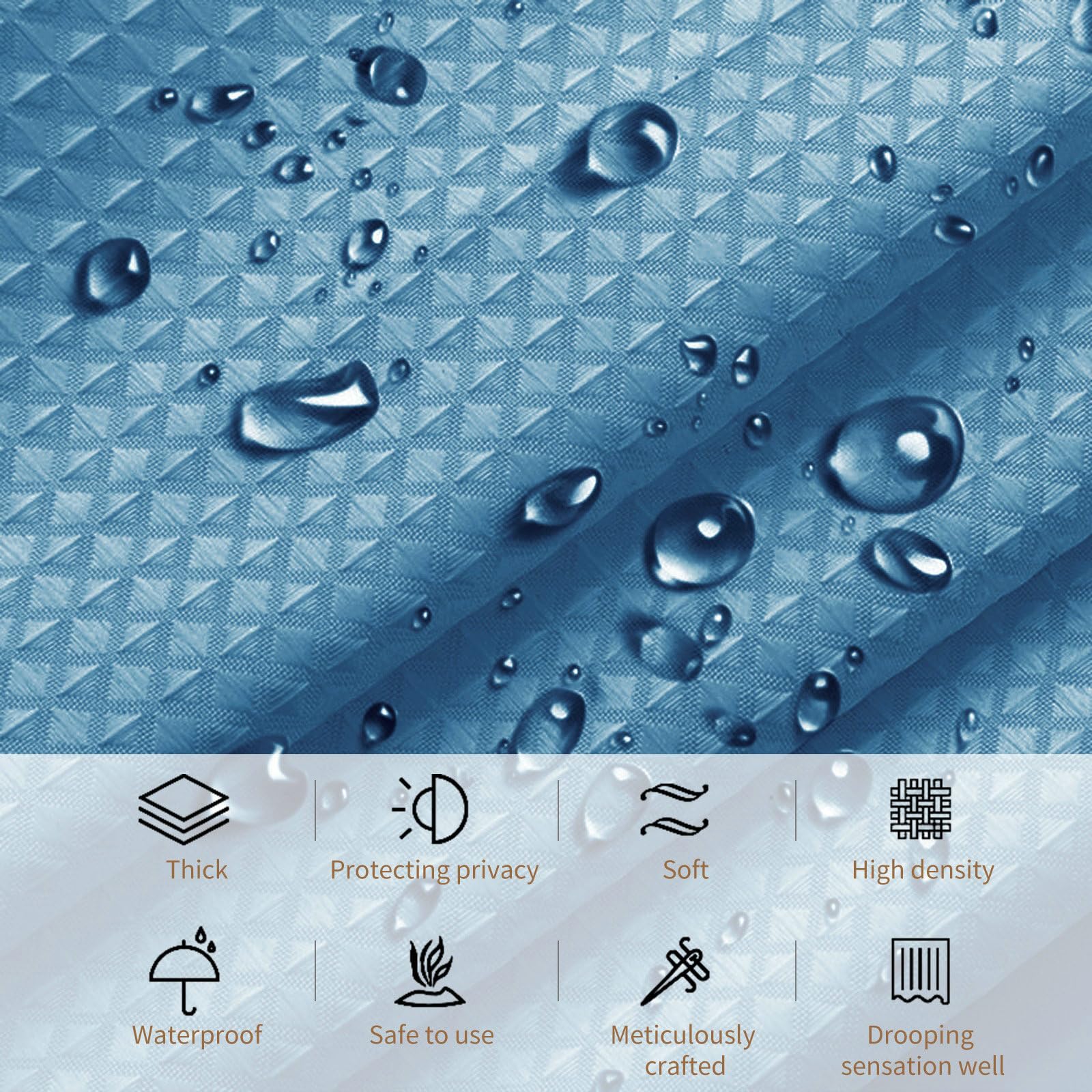 Stfery Waffle Shower Curtain with Metal 120x200 Shower Curtain Waterproof Mould Resistant