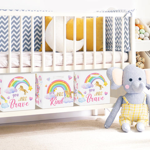 Clastyle 3 pcs Unicorn Cube Storage Boxes for Shelves Kallax Boxes